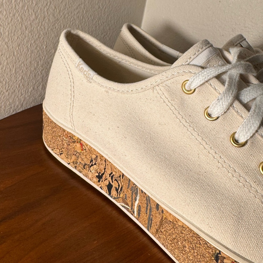 Keds Triple Kick Canvas Cork Foxing Natural Sneakers Size 7.5 - Picture 4 of 12